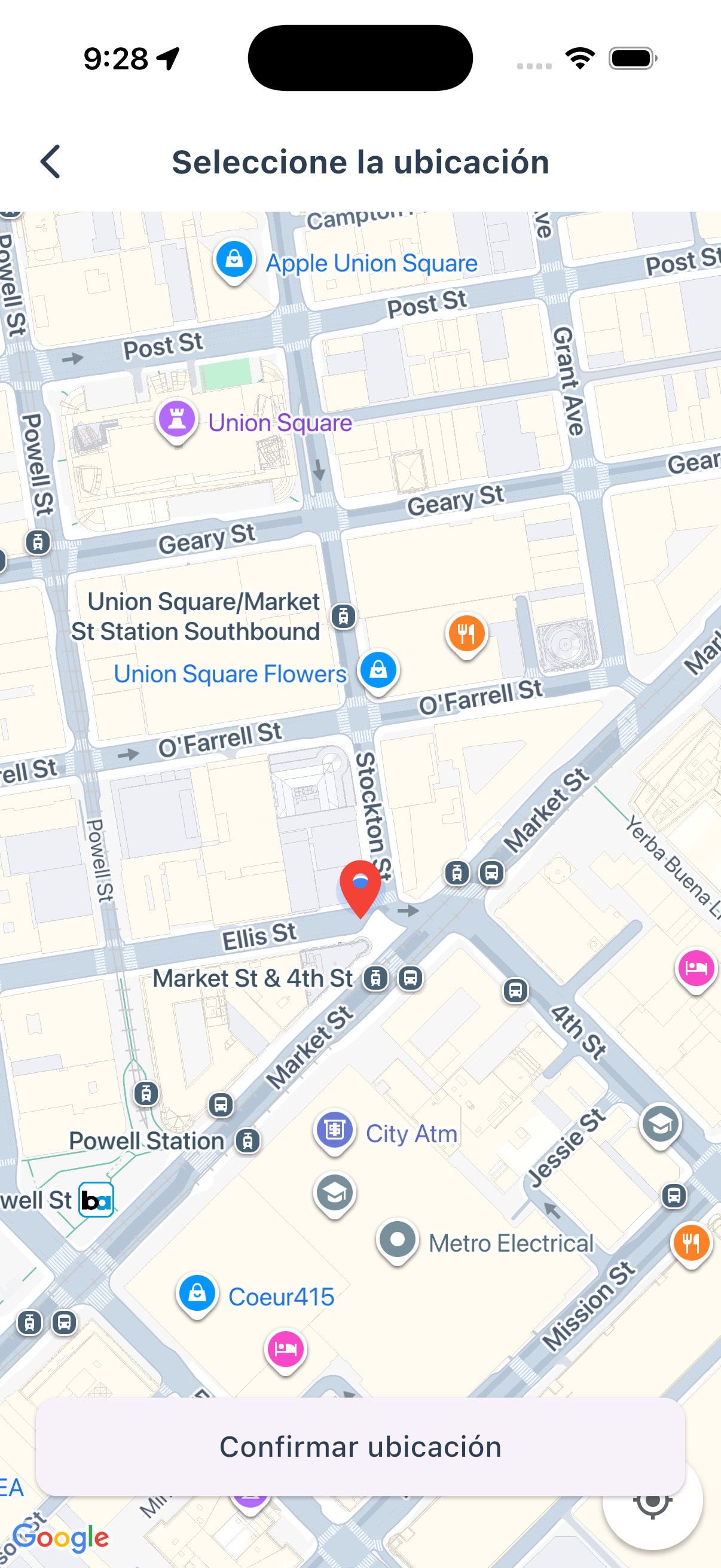 Seleccionar ubicación