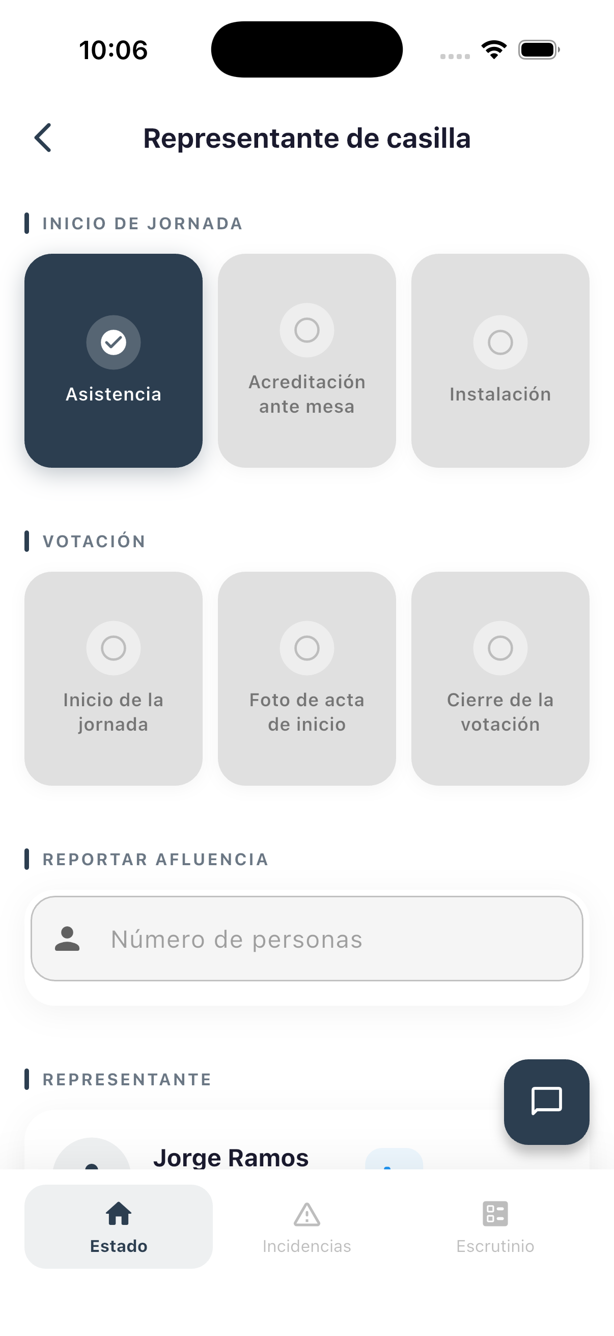 Estado de casilla - etapas