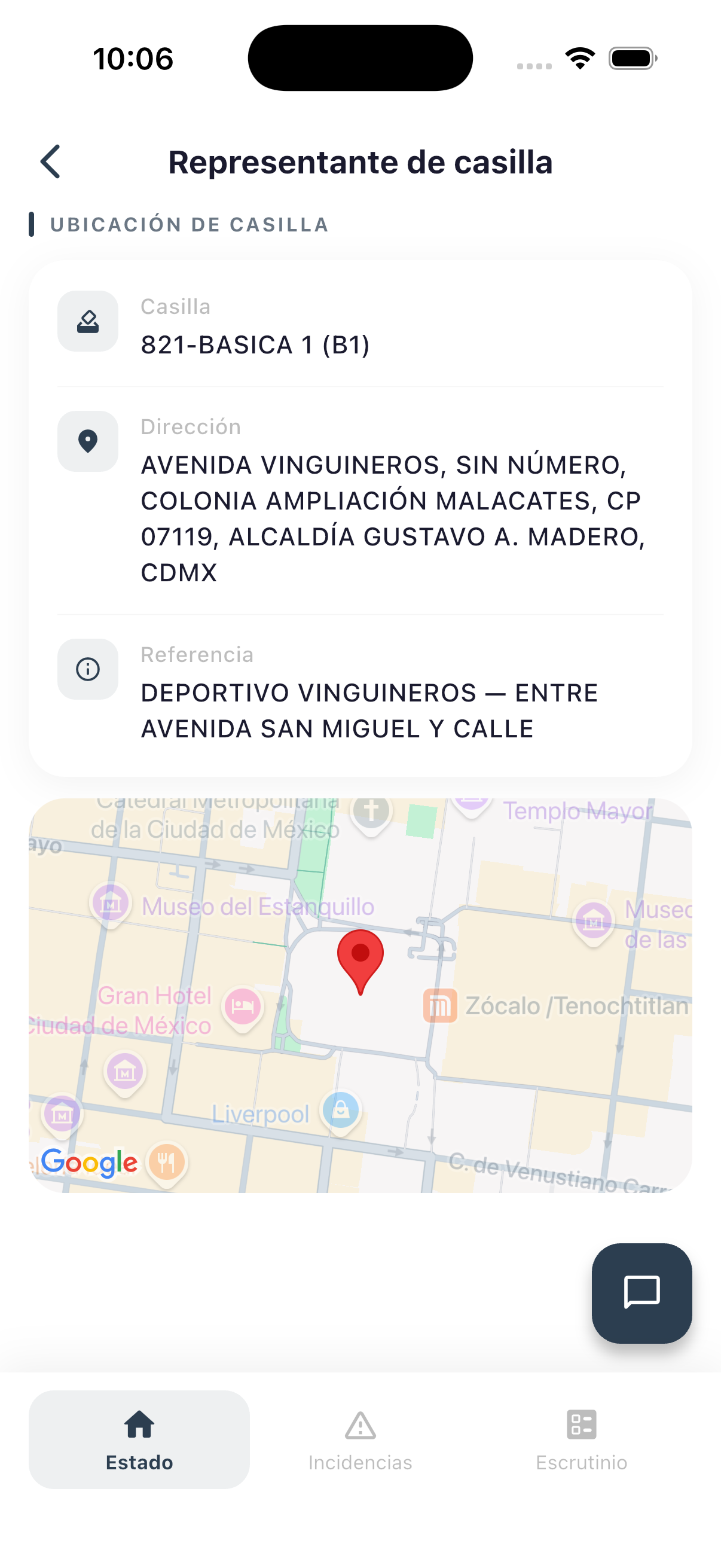 Estado de casilla - ubicación