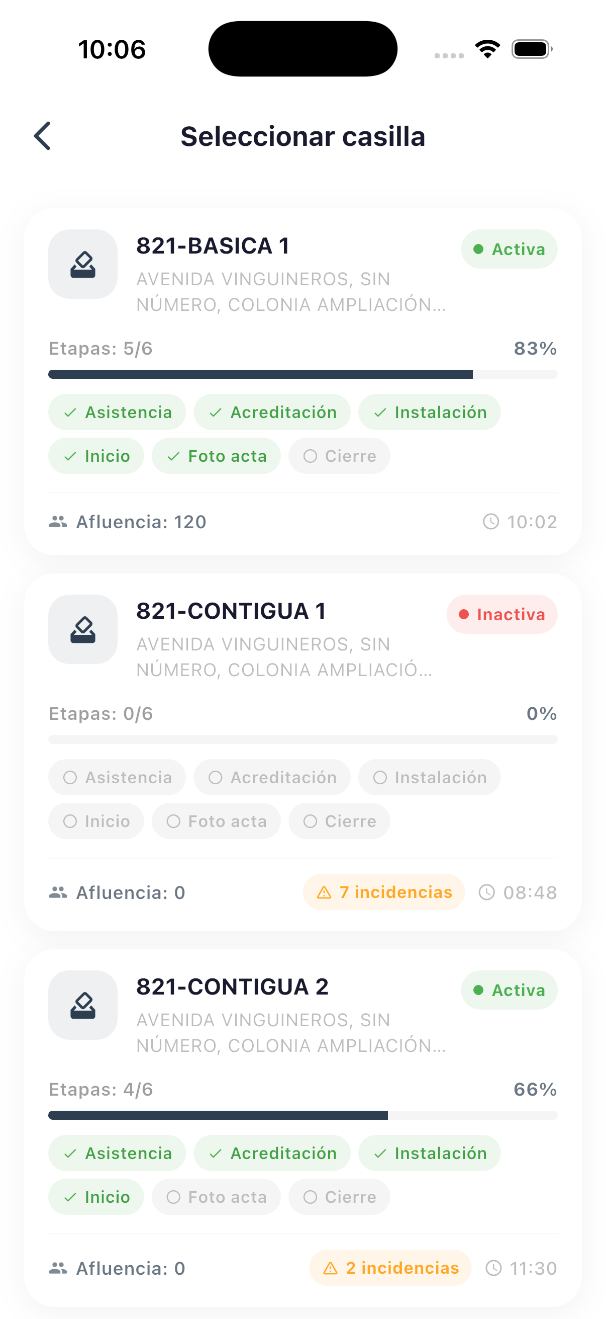 Casillas del Representante General